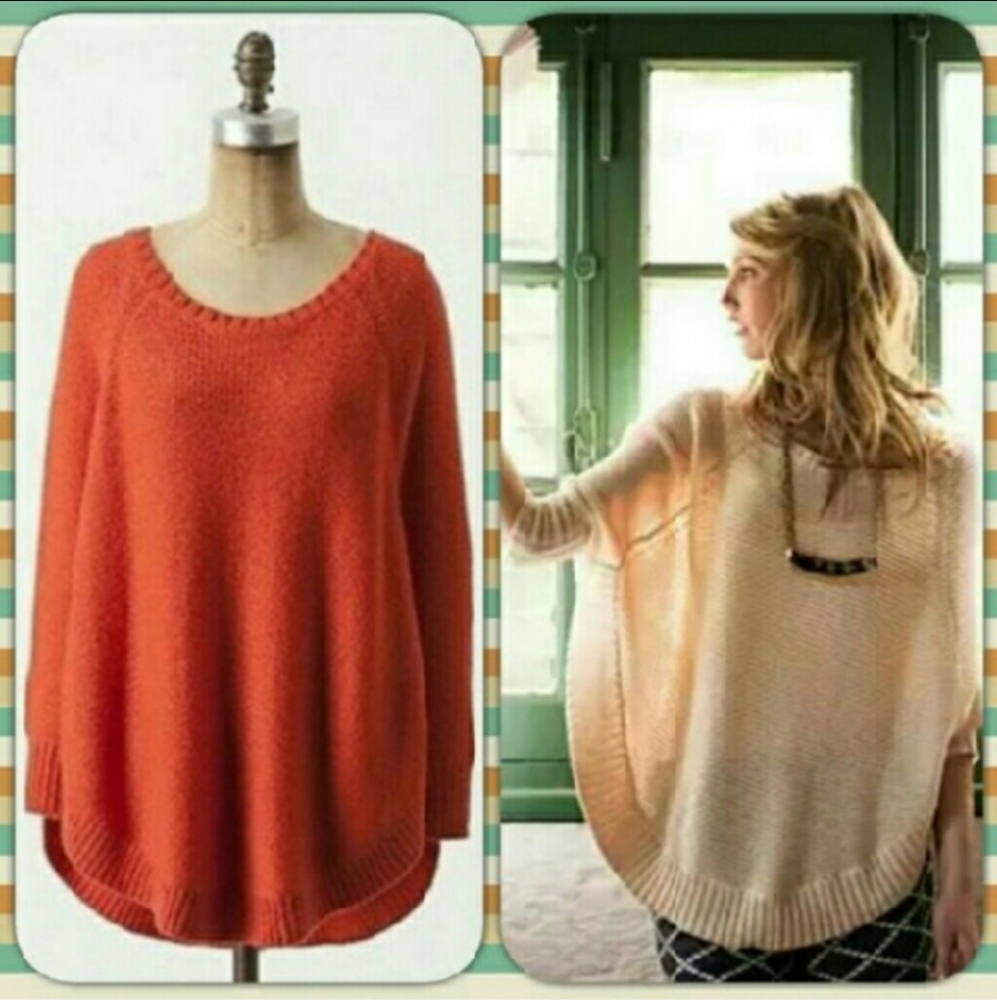 🆕 Anthropologie🌷Fall Wing Orange Poncho